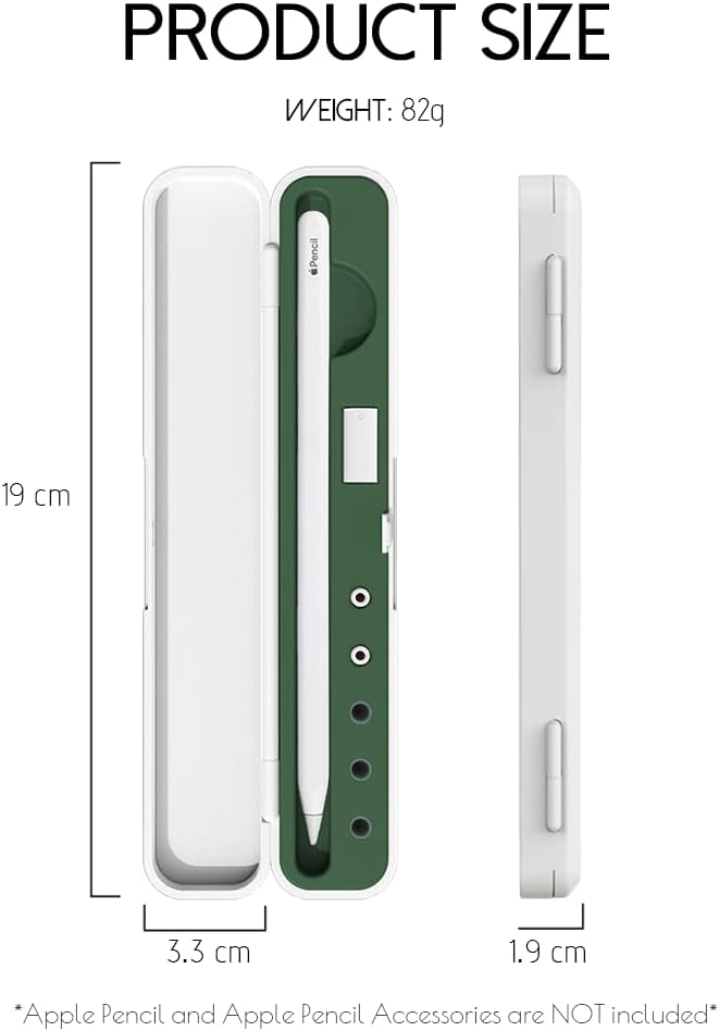 Meowster Carrying Case for Apple Pencil 2nd Gen and 1st Generation - Storage Box with Lid for Apple Pencil - Pen Protective Case for iPad Pencil - Holder Accessories - Shock-Absorption (Olive Green) - Image 3